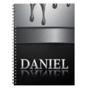 Carnet Daniel Nom avec Métal Liquide qui Tombe
