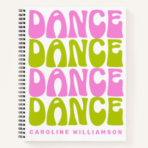 Carnet Danse Retro Typographie rose et vert Personnalisé