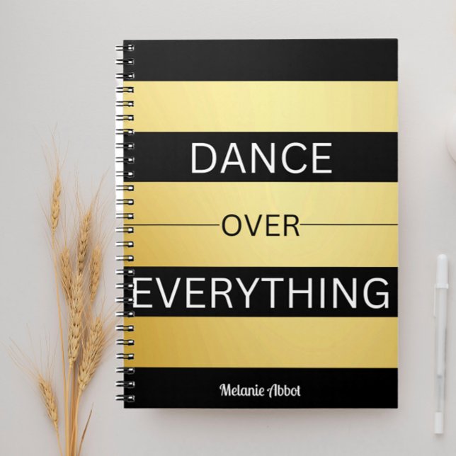 Carnet "DANSER SUR TOUT" Black & Gold Striped (Créateur téléchargé)