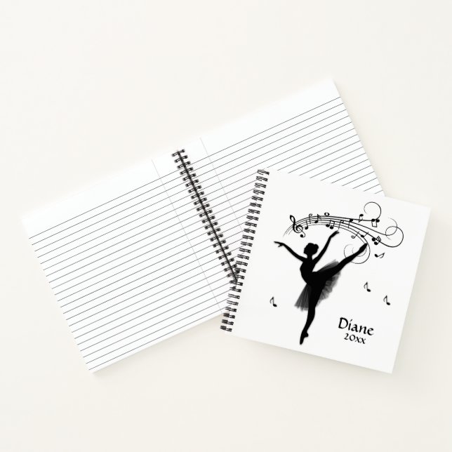 Carnet Danseuse de ballet dansant avec musique personnell (Intérieur)