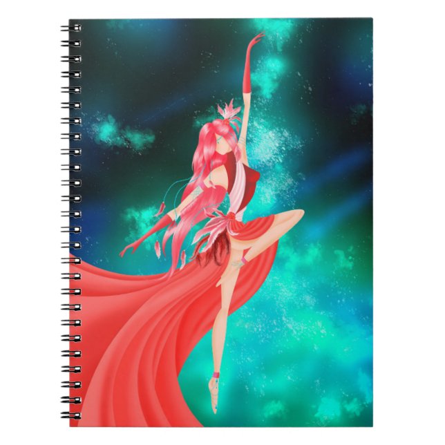 Carnet Danseuse de ballet rose ciel nocturne (Devant)