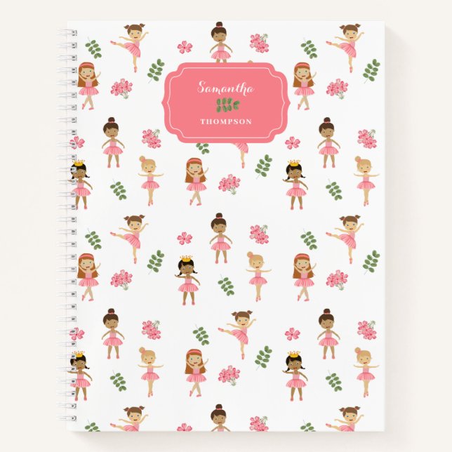 Carnet Danseuses de ballet rose motif fille (Devant)