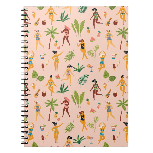 Carnet Danseuses, motif feuille de palmier. (Devant)