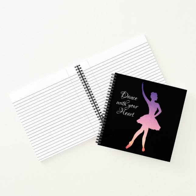 Carnet Dansez avec votre coeur ballerine silhouette bloc- (Intérieur)