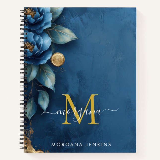 Carnet Dark Blue Peony Gold (Devant)