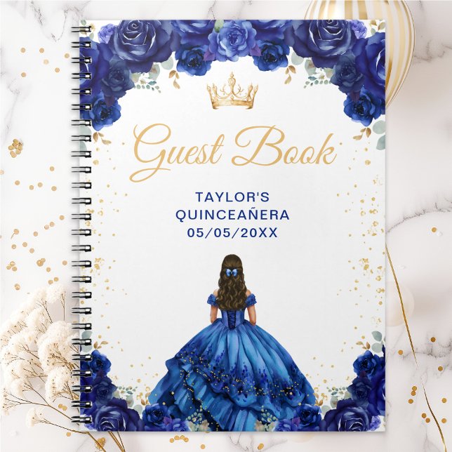 Carnet Dark Blue Princess Quinceañera Guest Book (Créateur téléchargé)