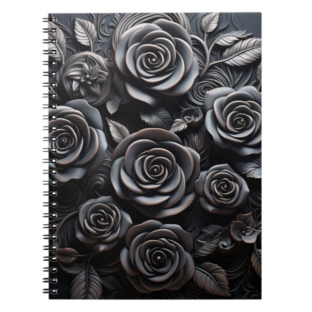 Carnet Dark Gothic Boho Black Roses Floral (Devant)