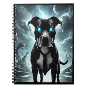 Carnet Dark Guardian : Pitbull noir avec regard hypnotiqu