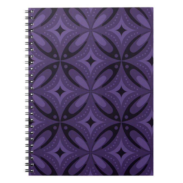 Carnet Dark Purple Colored Retro Pattern (Devant)