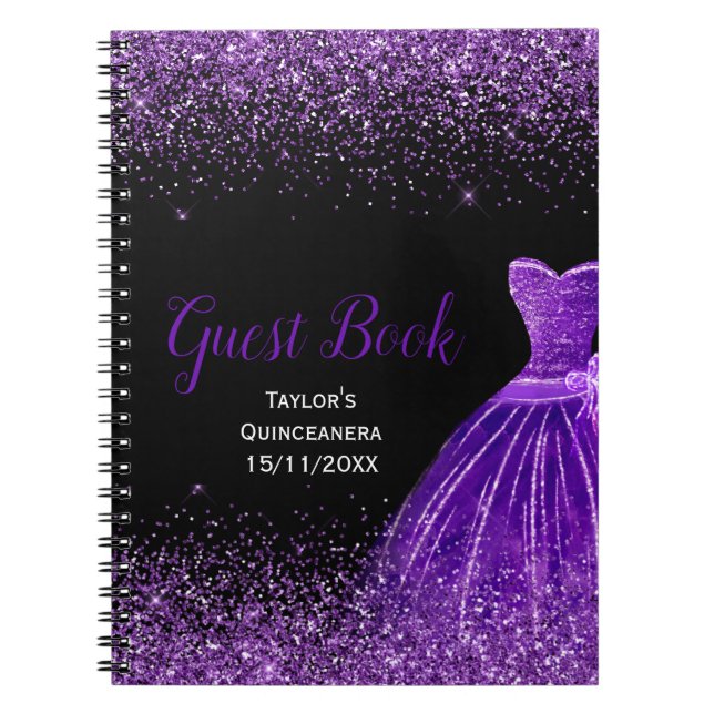 Carnet Dark Purple Dress Faux Glitter Quinceanera Guest (Devant)