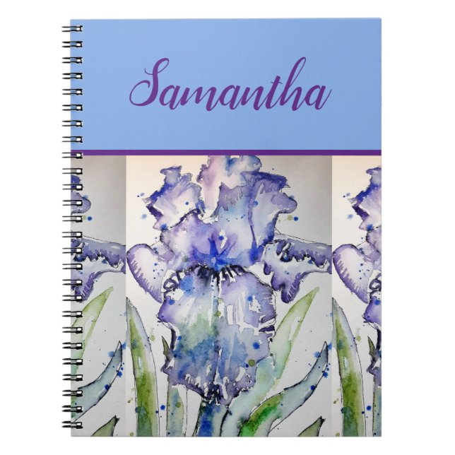 Carnet d'art floral aquarelle Iris bleu (Devant)
