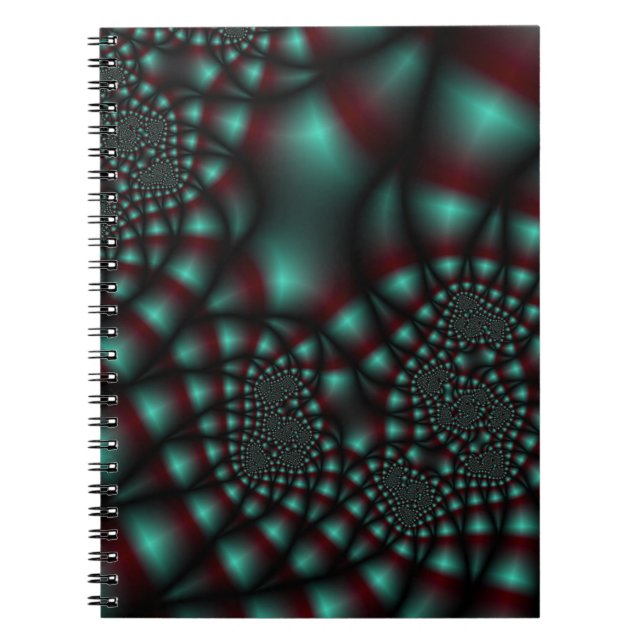 Carnet d'art fractal rouge et Turquoise (Devant)