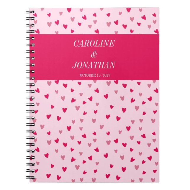 Carnet Date de mariage coeurs roses personnalisé Cadeau m (Devant)