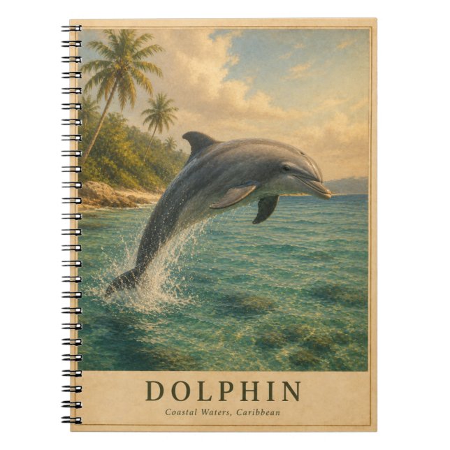 Carnet Dauphin Eaux Caraïbes VINTAGE (Devant)