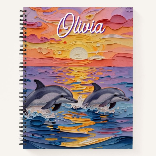 Carnet Dauphins Impasto et vagues océaniques   (Devant)