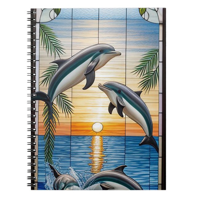 Carnet Dauphins sautant au coucher du soleil sur l'océan (Devant)