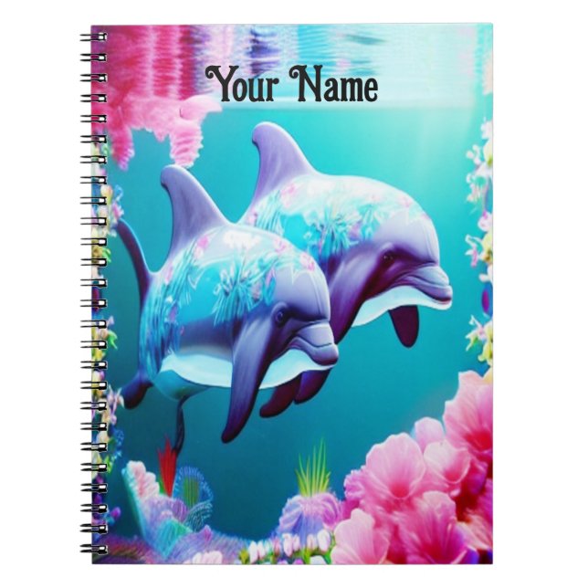 Carnet Dauphins Whimsical et floral sous-marin (Devant)