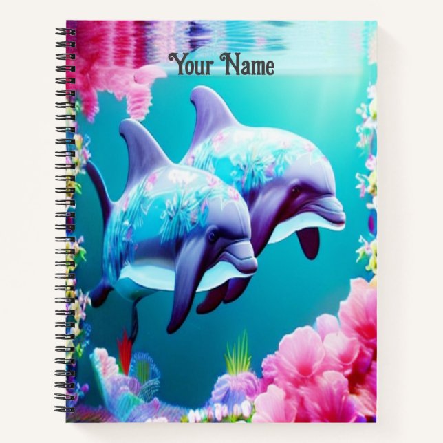 Carnet Dauphins Whimsical et floral sous-marin (Devant)