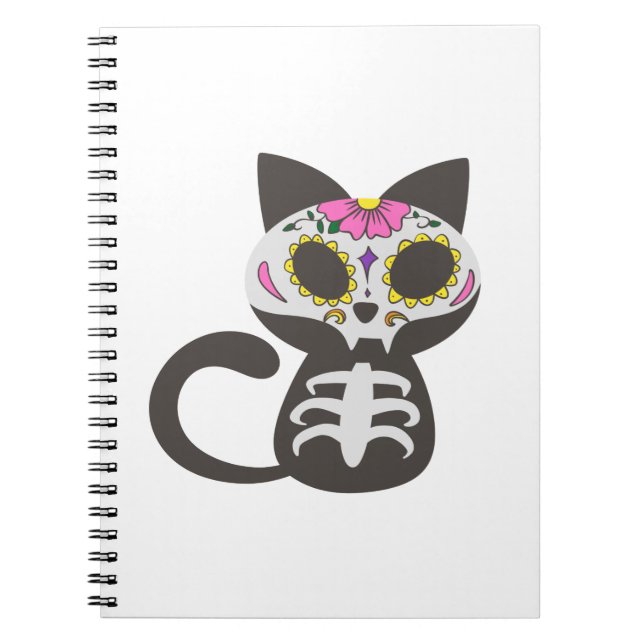 Carnet Day of the dead cat - choose background color (Devant)