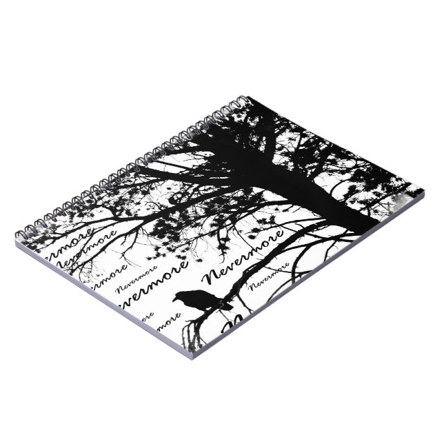 Carnet De B&W silhouette d'arbre plus jamais Raven - E.A. (Côté gauche)