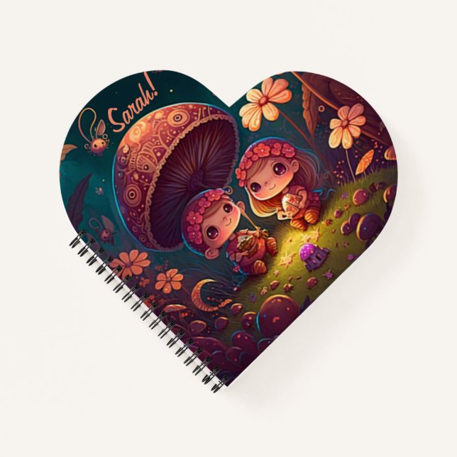 Carnet De beaux elfes mignons jouent sous les champignons (Devant)
