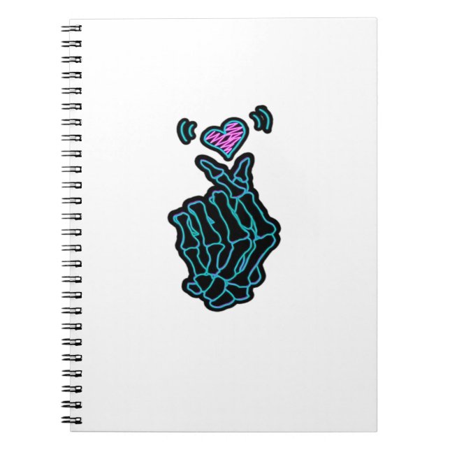 Carnet De Belles Mains De Squelette Avec Un Signal Coeur  (Devant)