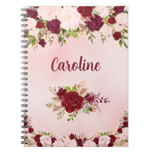 Carnet De belles roses rouges et roses personnalisées