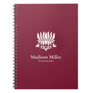 Carnet de bien-être minimal floral Lotus Bourgogne
