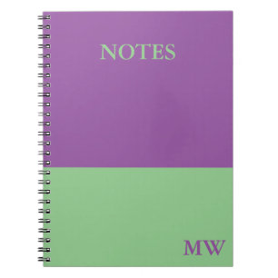 Carnet de bloc couleur monogramme violet et vert m