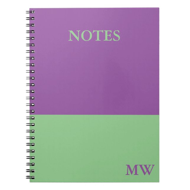 Carnet de bloc couleur monogramme violet et vert m (Devant)