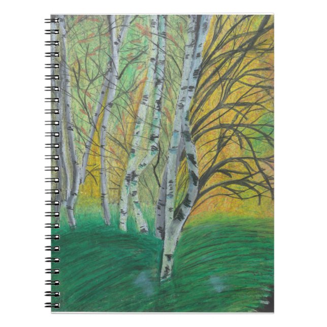 Carnet de bouleaux peints à la main (Devant)