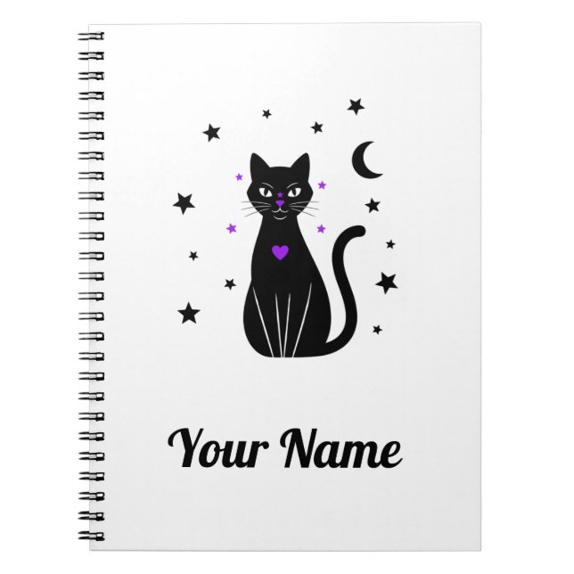 Carnet de chat noir personnalisé (Devant)