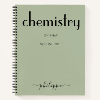 Carnet de chimie personnalisée Sage Green Black