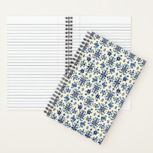 Carnet de chinoiserie florale en porcelaine bleue