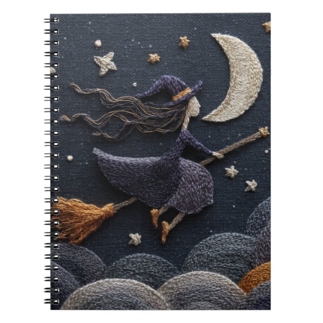 Carnet de ciel de la lune de sorcière brodée (Devant)