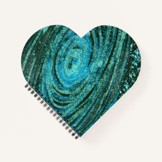 Carnet de coeur bleu vert Galaxy