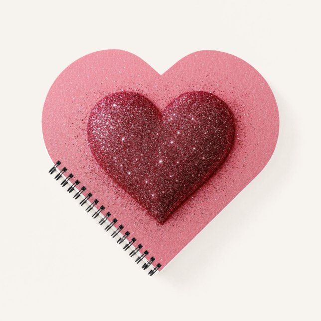 Carnet de coeur parties scintillant rose. (Devant)