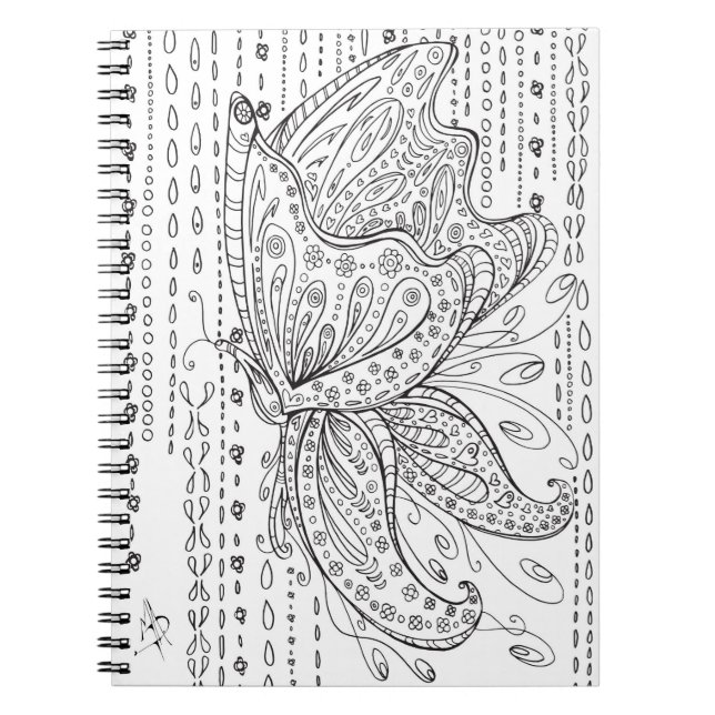 Carnet de coloration florale papillon MADART (Devant)