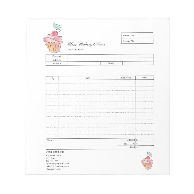 Carnet de commande de facturation de boulangerie d (Devant)