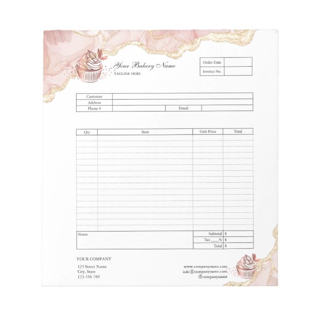 Carnet de commande de facturation de boulangerie d (Devant)