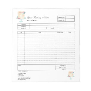 Carnet de commande de facture de boulangerie de cu