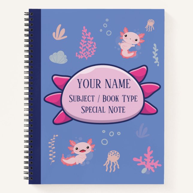 Carnet de composition Cute Axolotl Motif aquatique (Devant)