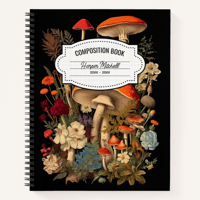Carnet de composition des champignons vintages (Devant)