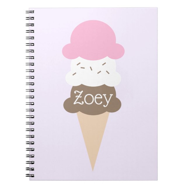 Carnet de cône de crème glacée pour fille personna (Devant)