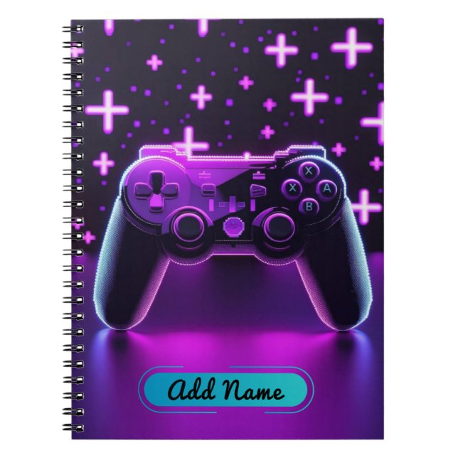Carnet de contrôleur Neon Gamer - Nom modifiable (Devant)