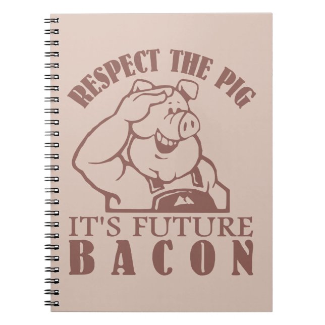 CARNET de couleur personnalisé PIG TO BACON (Devant)