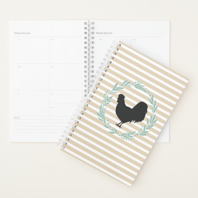 Carnet de couronne Silhouette Rooster (Devant avec enveloppe)