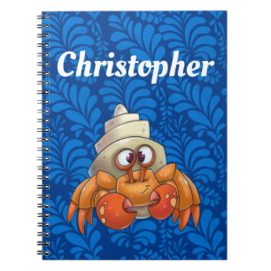 Carnet de crabe hermite personnalisé bleu