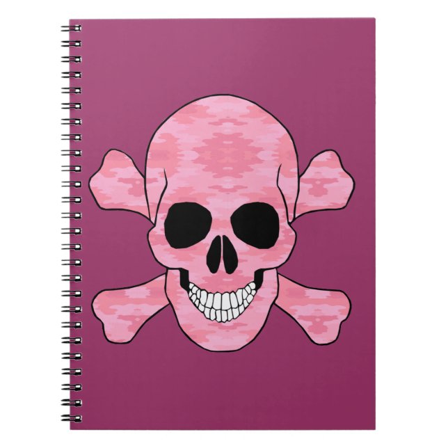 Carnet De Crâne Et De Tronçons De Camouflage Rose (Devant)