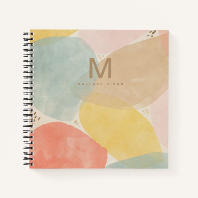 Carnet de croquis abstrait Monogramme avec nom (Devant)